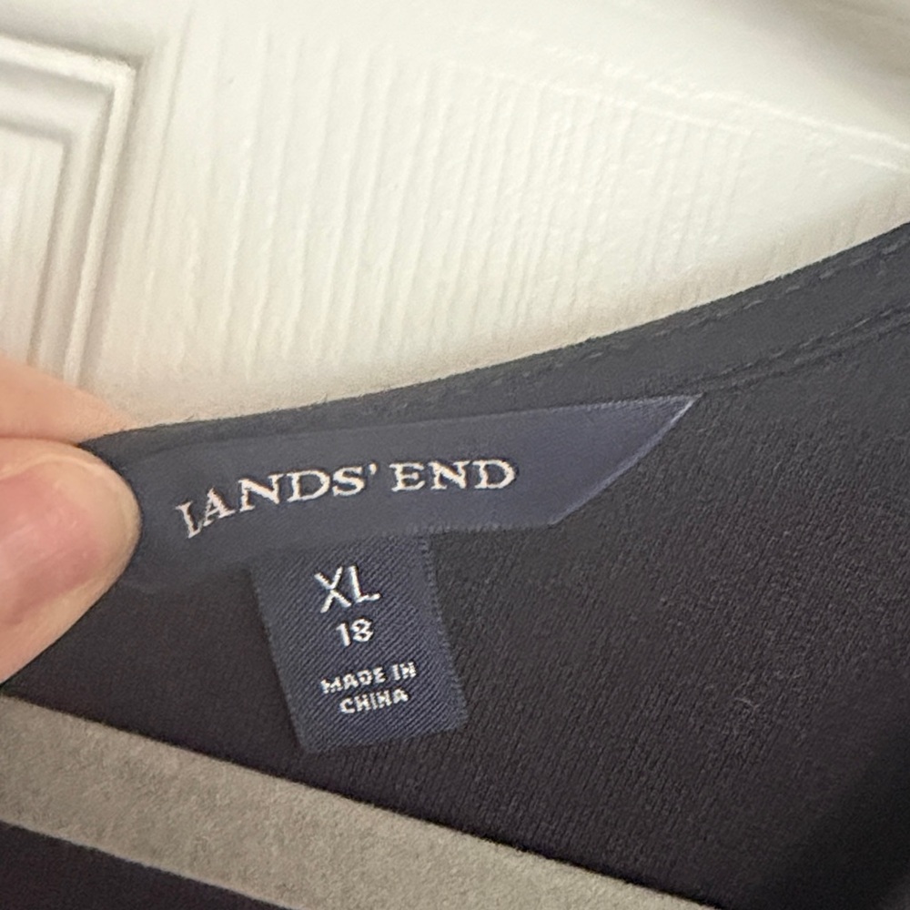 Lands' End Black Long Sleeve Faux Wrap Dress - Picture 2 of 12